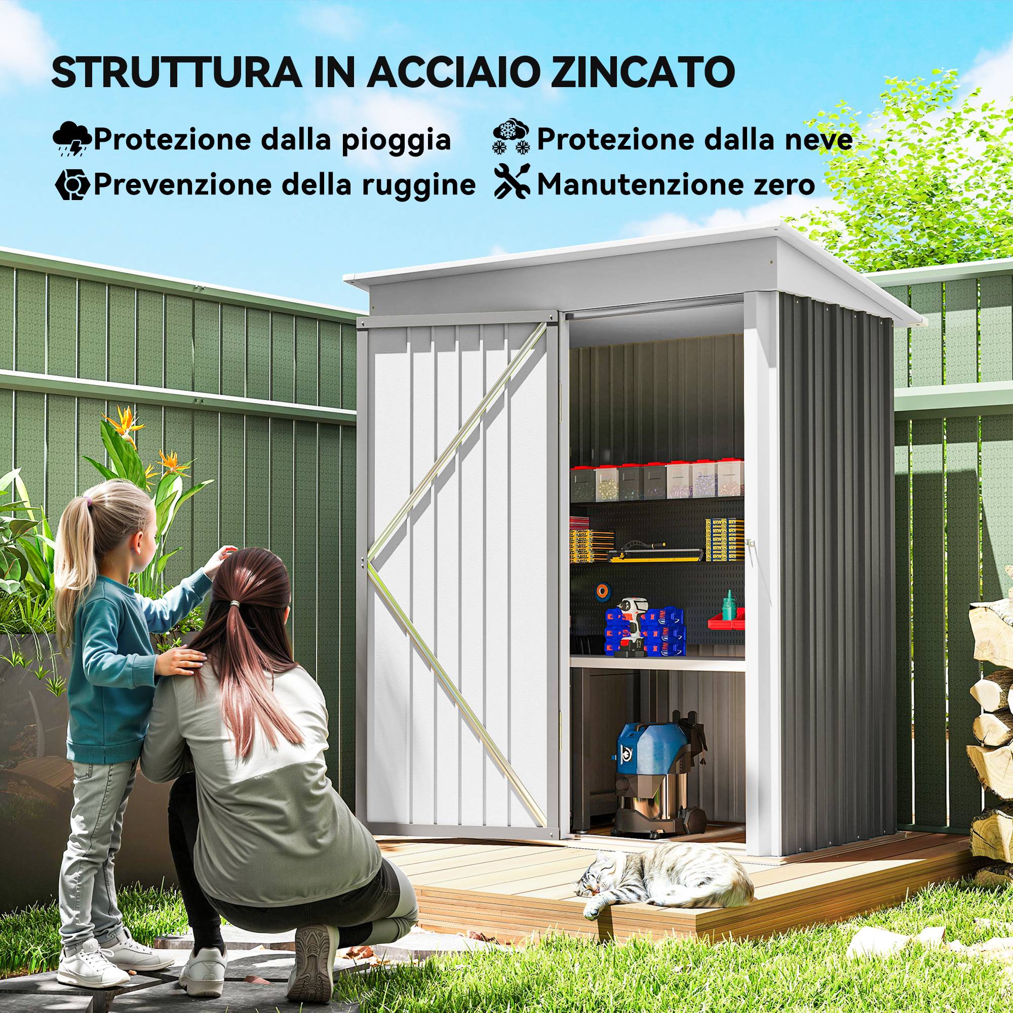 ComfortXL - Armoire de jardin acier extérieur gain de place porte verrouillable gris - ComfortXL Outdoor Living - Image 6