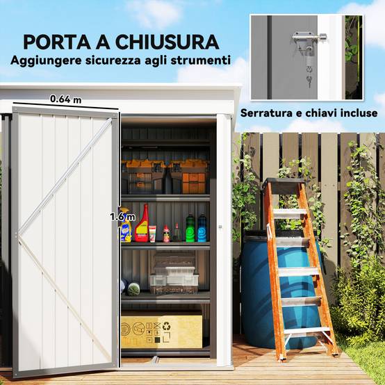 ComfortXL - Armoire de jardin acier extérieur gain de place porte verrouillable gris - ComfortXL Outdoor Living - Image 9