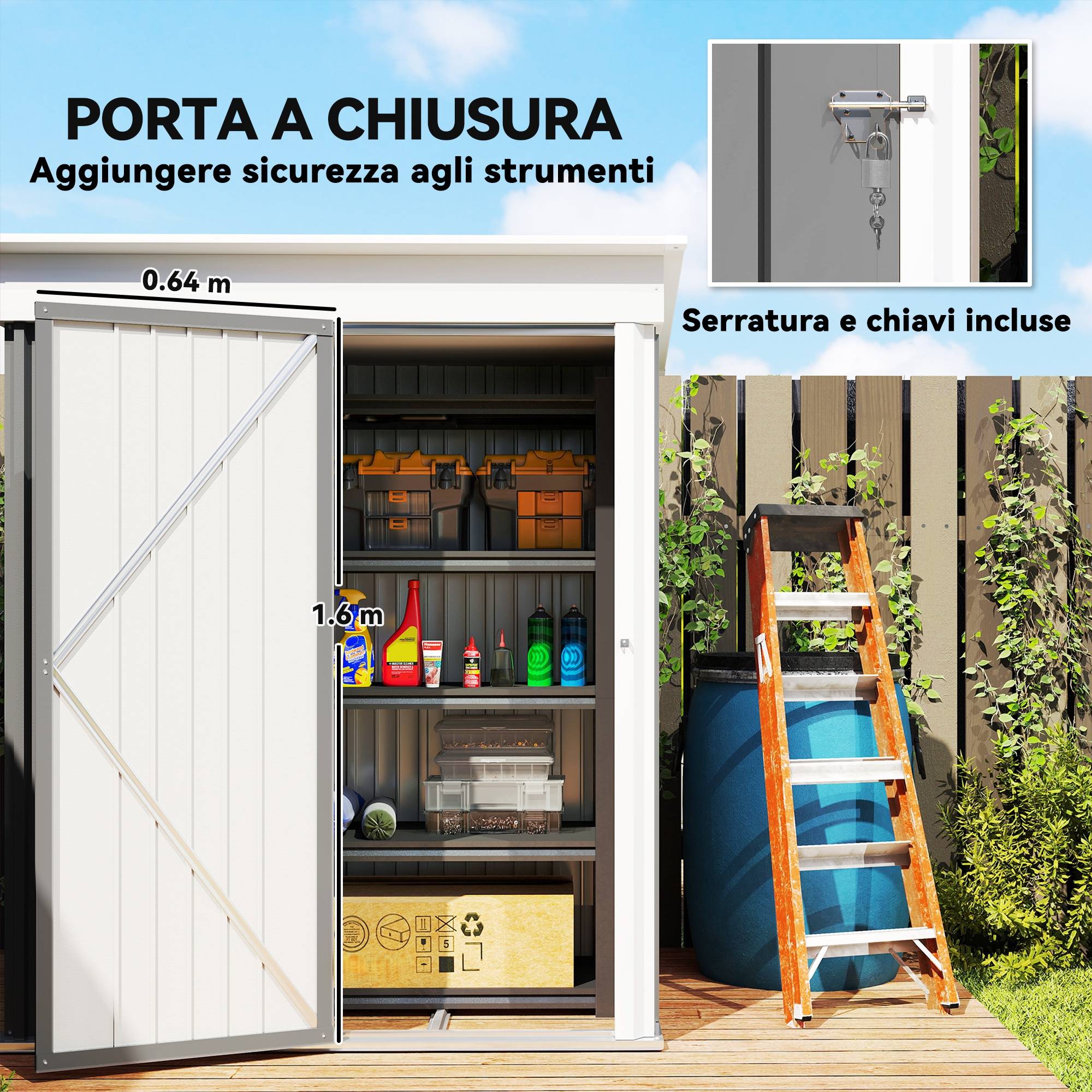 ComfortXL - Armoire de jardin acier extérieur gain de place porte verrouillable gris - ComfortXL Outdoor Living - Image 9
