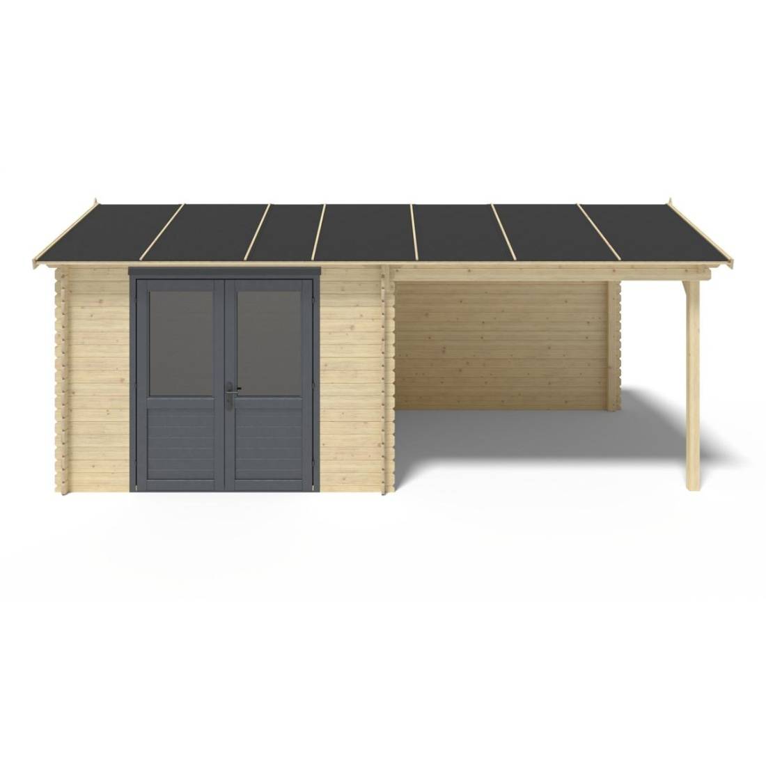 Altanka - Abri de jardin en bois - 17.4m2 - 5.79x3m - Ep. 28mm - Couleur: naturel - DOM639 - ALTANKA - Image 2
