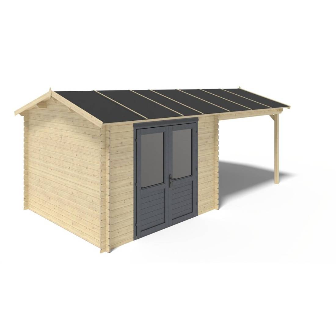 Altanka - Abri de jardin en bois - 17.4m2 - 5.79x3m - Ep. 28mm - Couleur: naturel - DOM639 - ALTANKA - Image 6