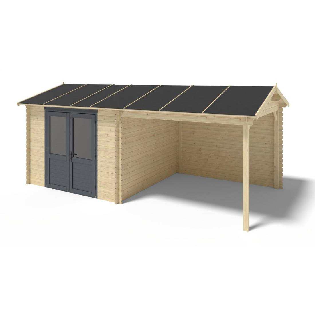Altanka - Abri de jardin en bois - 17.4m2 - 5.79x3m - Ep. 28mm - Couleur: naturel - DOM639 - ALTANKA - Image 1
