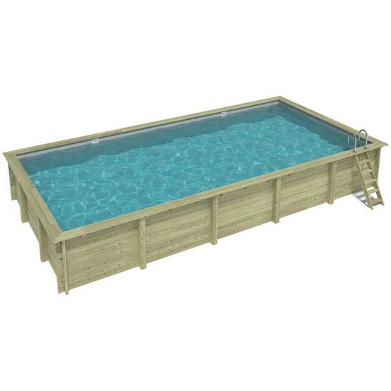Altanka - Piscine hors sol en bois AQUA 10.2 x 5.2 - H.1.45 m, gris clair, fixations à visser - BAS7310OSPL2 - ALTANKA - Image 1