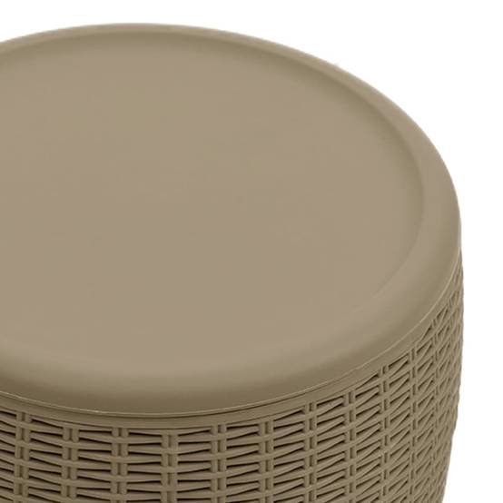 Coffre Multifonction 4 en 1 Aspect Rotin Tabouret Glacière pour Jardin Marron Clair 37L – ComfortXL Outdoor Living - Image 7