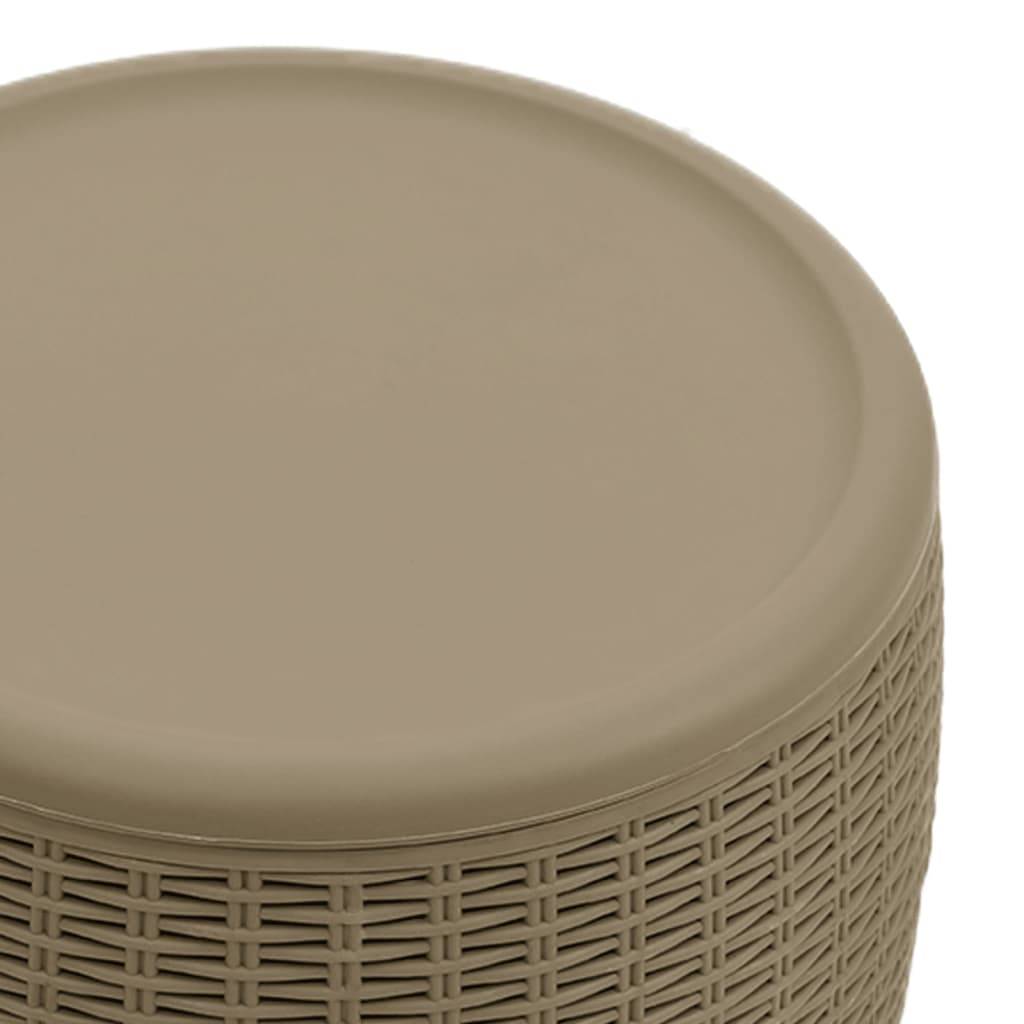 Coffre Multifonction 4 en 1 Aspect Rotin Tabouret Glacière pour Jardin Marron Clair 37L – ComfortXL Outdoor Living - Image 7