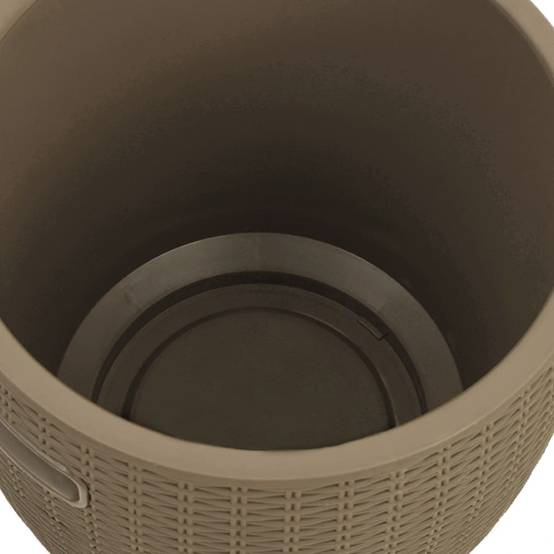 Coffre Multifonction 4 en 1 Aspect Rotin Tabouret Glacière pour Jardin Marron Clair 37L – ComfortXL Outdoor Living - Image 8