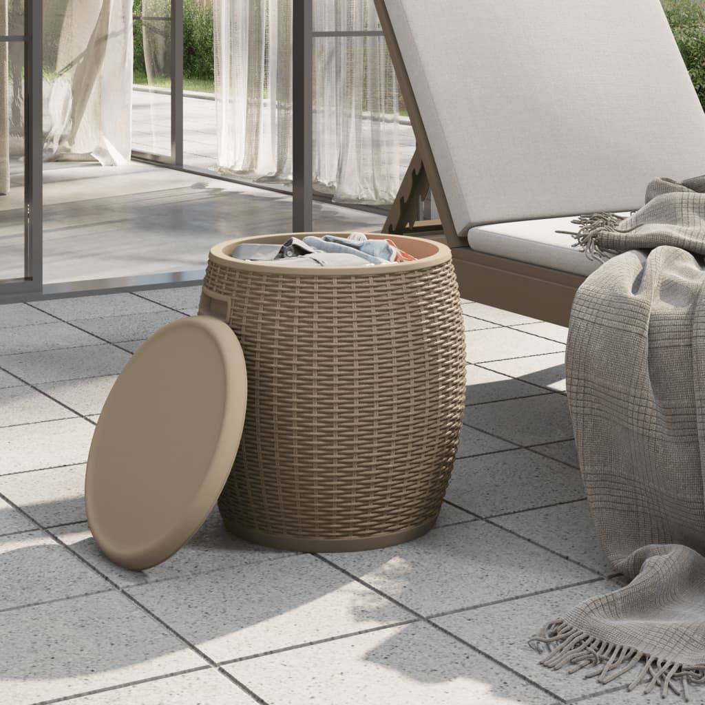 Coffre Multifonction 4 en 1 Aspect Rotin Tabouret Glacière pour Jardin Marron Clair 37L – ComfortXL Outdoor Living - Image 3