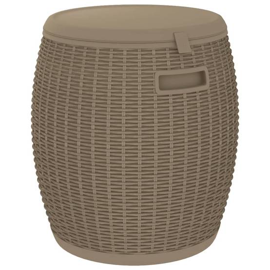 Coffre Multifonction 4 en 1 Aspect Rotin Tabouret Glacière pour Jardin Marron Clair 37L – ComfortXL Outdoor Living - Image 2
