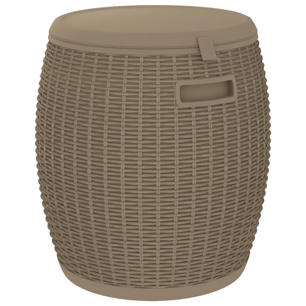 Coffre Multifonction 4 en 1 Aspect Rotin Tabouret Glacière pour Jardin Marron Clair 37L – ComfortXL Outdoor Living - Image 2