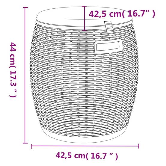 Coffre Multifonction 4 en 1 Aspect Rotin Tabouret Glacière pour Jardin Marron Clair 37L – ComfortXL Outdoor Living - Image 9