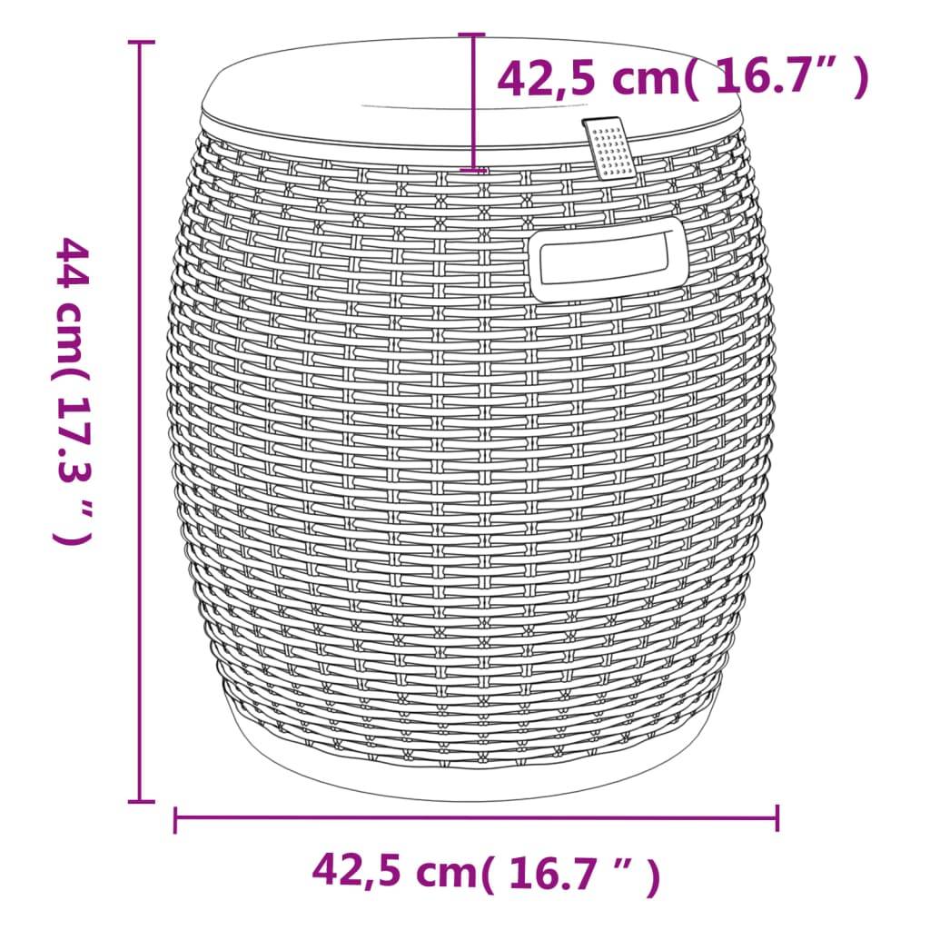 Coffre Multifonction 4 en 1 Aspect Rotin Tabouret Glacière pour Jardin Marron Clair 37L – ComfortXL Outdoor Living - Image 9