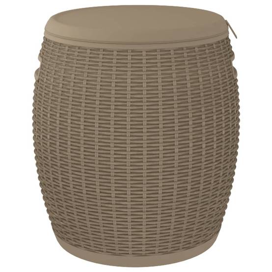 Coffre Multifonction 4 en 1 Aspect Rotin Tabouret Glacière pour Jardin Marron Clair 37L – ComfortXL Outdoor Living - Image 5