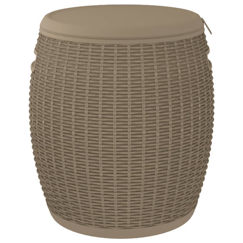 Coffre Multifonction 4 en 1 Aspect Rotin Tabouret Glacière pour Jardin Marron Clair 37L – ComfortXL Outdoor Living - Image 5