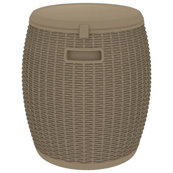 Coffre Multifonction 4 en 1 Aspect Rotin Tabouret Glacière pour Jardin Marron Clair 37L – ComfortXL Outdoor Living - Image 6