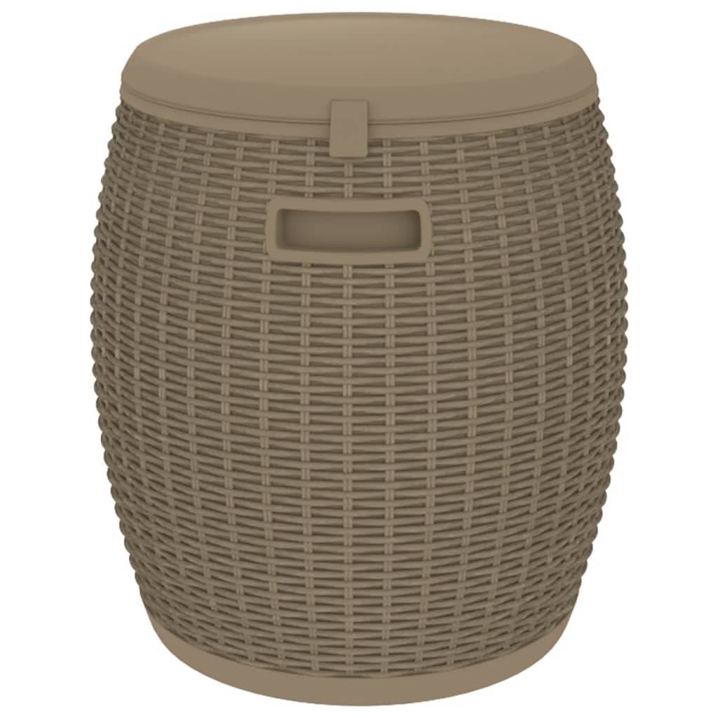 Coffre Multifonction 4 en 1 Aspect Rotin Tabouret Glacière pour Jardin Marron Clair 37L – ComfortXL Outdoor Living - Image 6