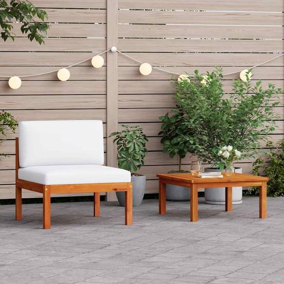 ComfortXL - Petit salon de jardin 2 pièces Bois d'Acacia et Corde pour Balcon ou Terrasse Crème – ComfortXL Outdoor Living - Image 1