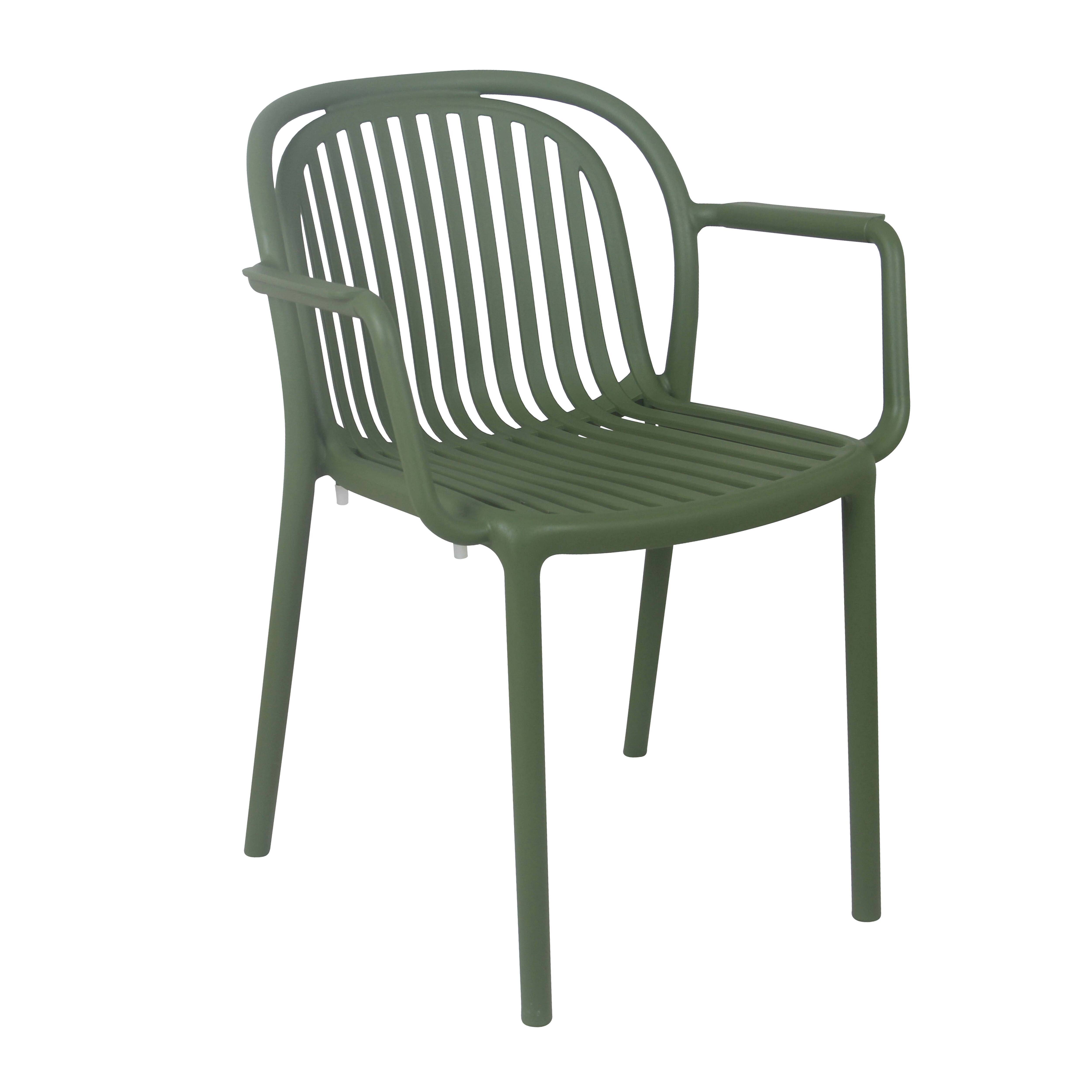 Oviala - Lot de 4 fauteuils en plastique vert olive Copenhague - Oviala - Image 2