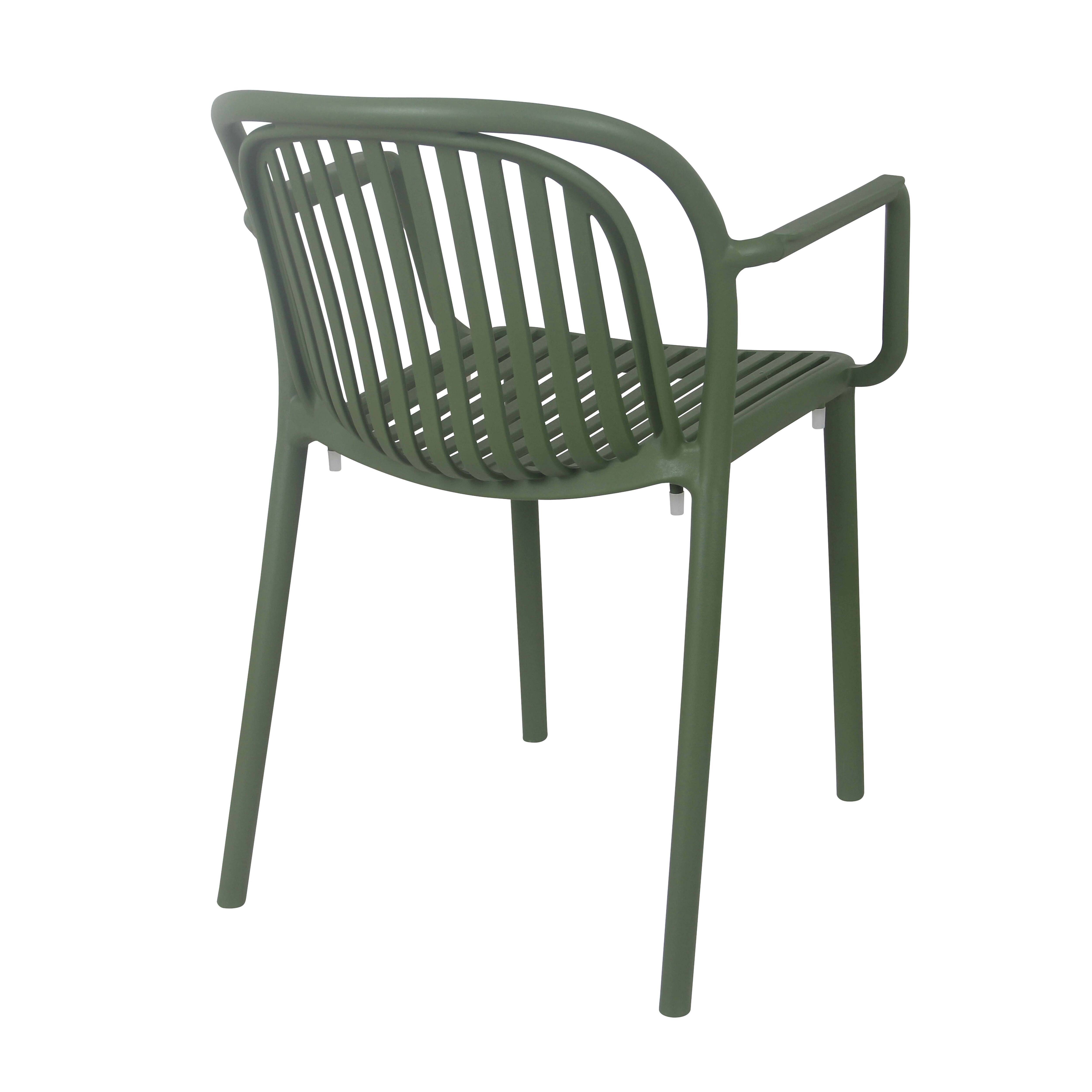 Oviala - Lot de 4 fauteuils en plastique vert olive Copenhague - Oviala - Image 6
