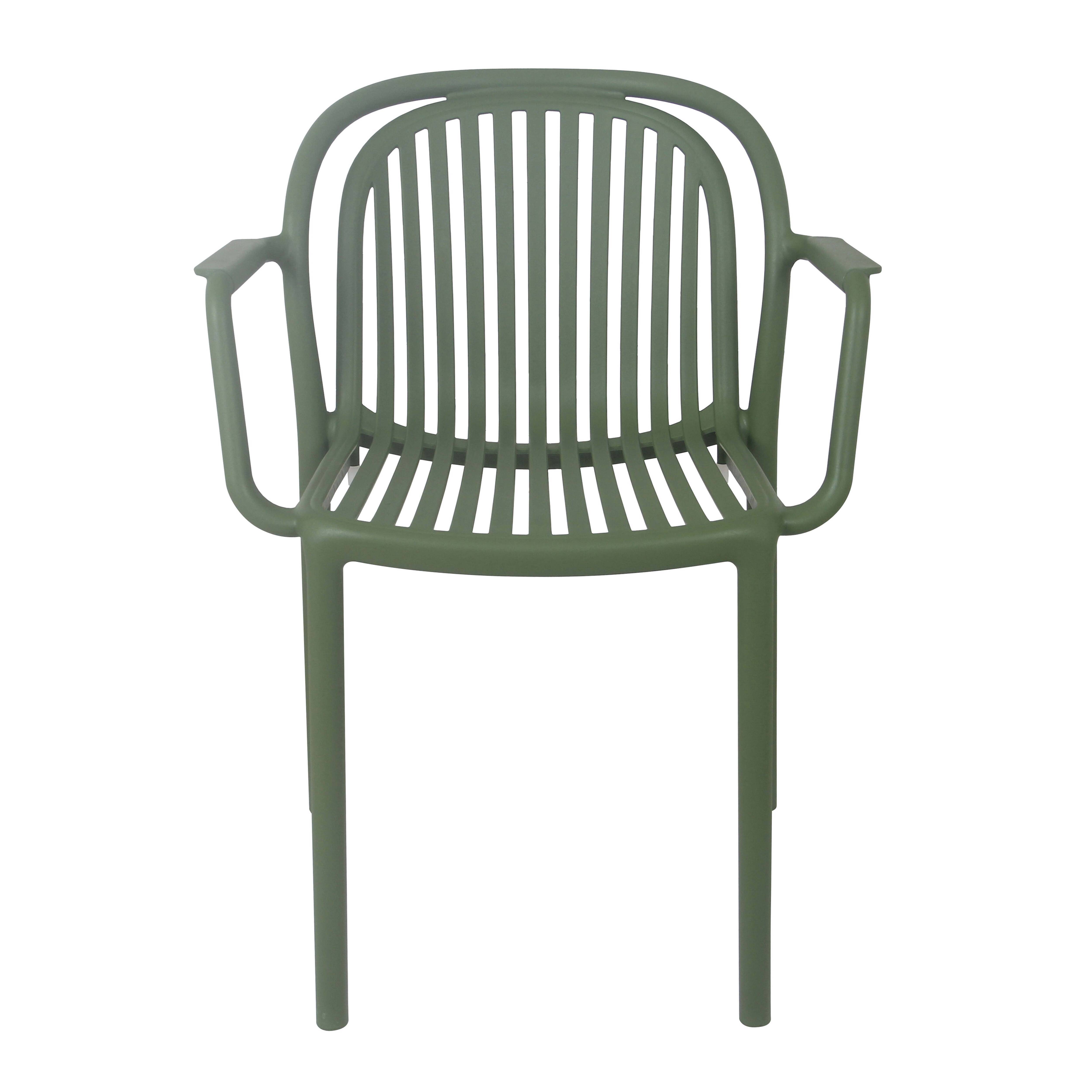Oviala - Lot de 4 fauteuils en plastique vert olive Copenhague - Oviala - Image 4