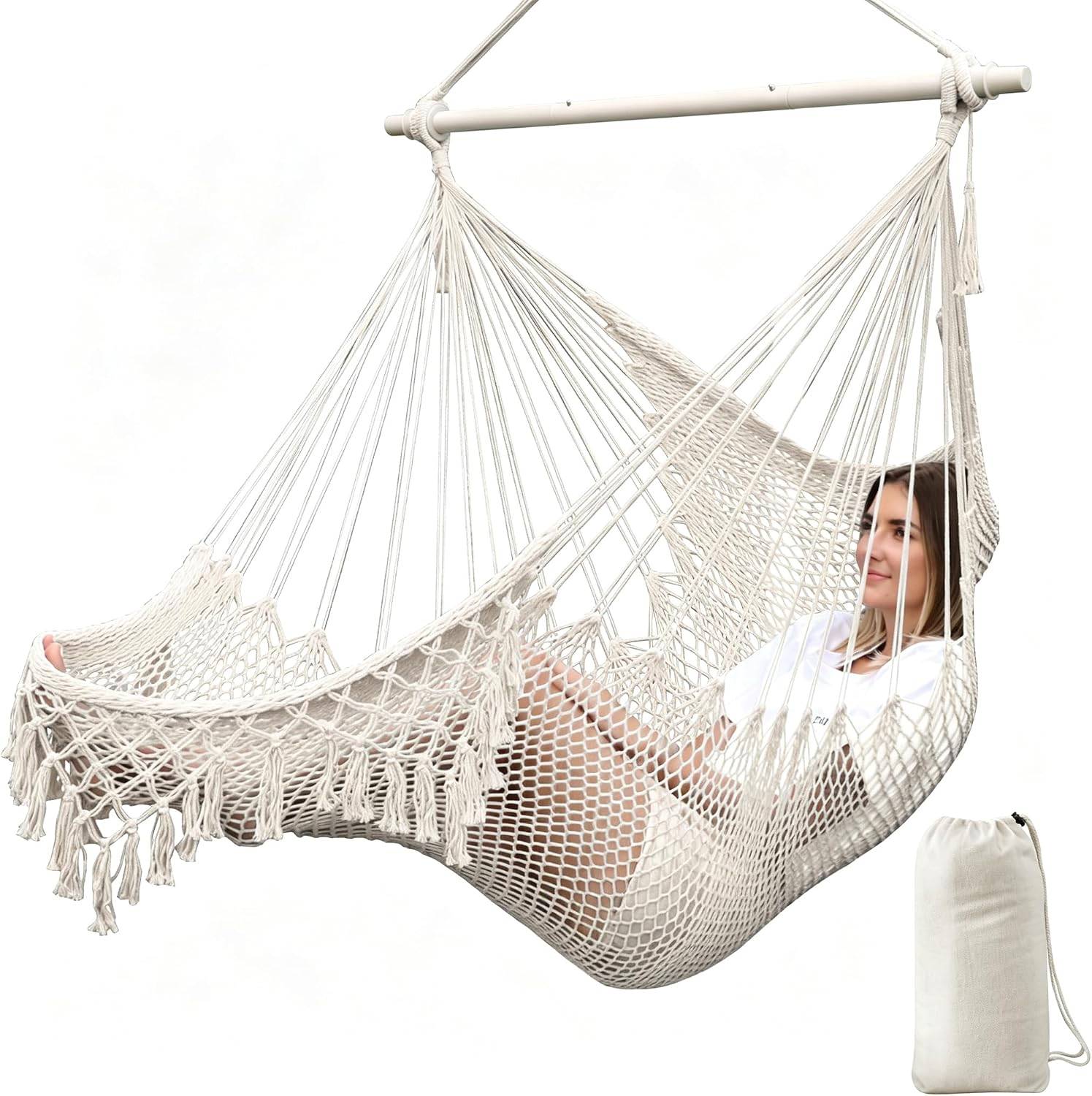 Sans Marque - Hamac suspendu blanc orné de dentelle - Image 1