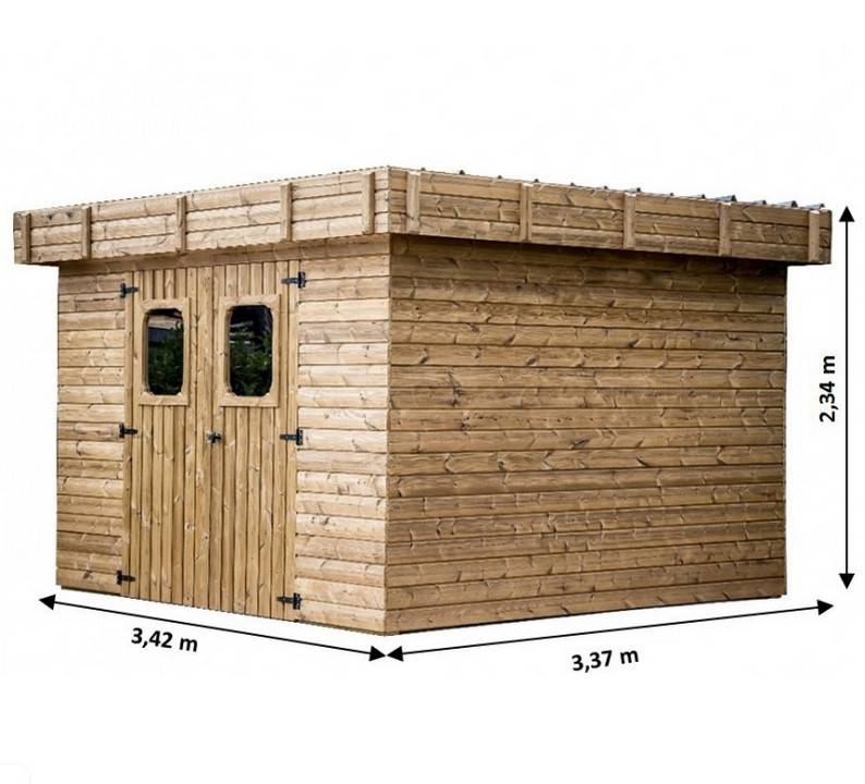 Habrita - Abri THIZY madriers sans plancher, toit plat bac acier 11,53 m² Habrita - Image 3