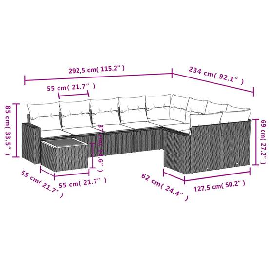 ComfortXL - Salon de Jardin Bas 9 Places en Résine Tressée Noire pour Patio et Balcon – ComfortXL Outdoor Living - Image 3