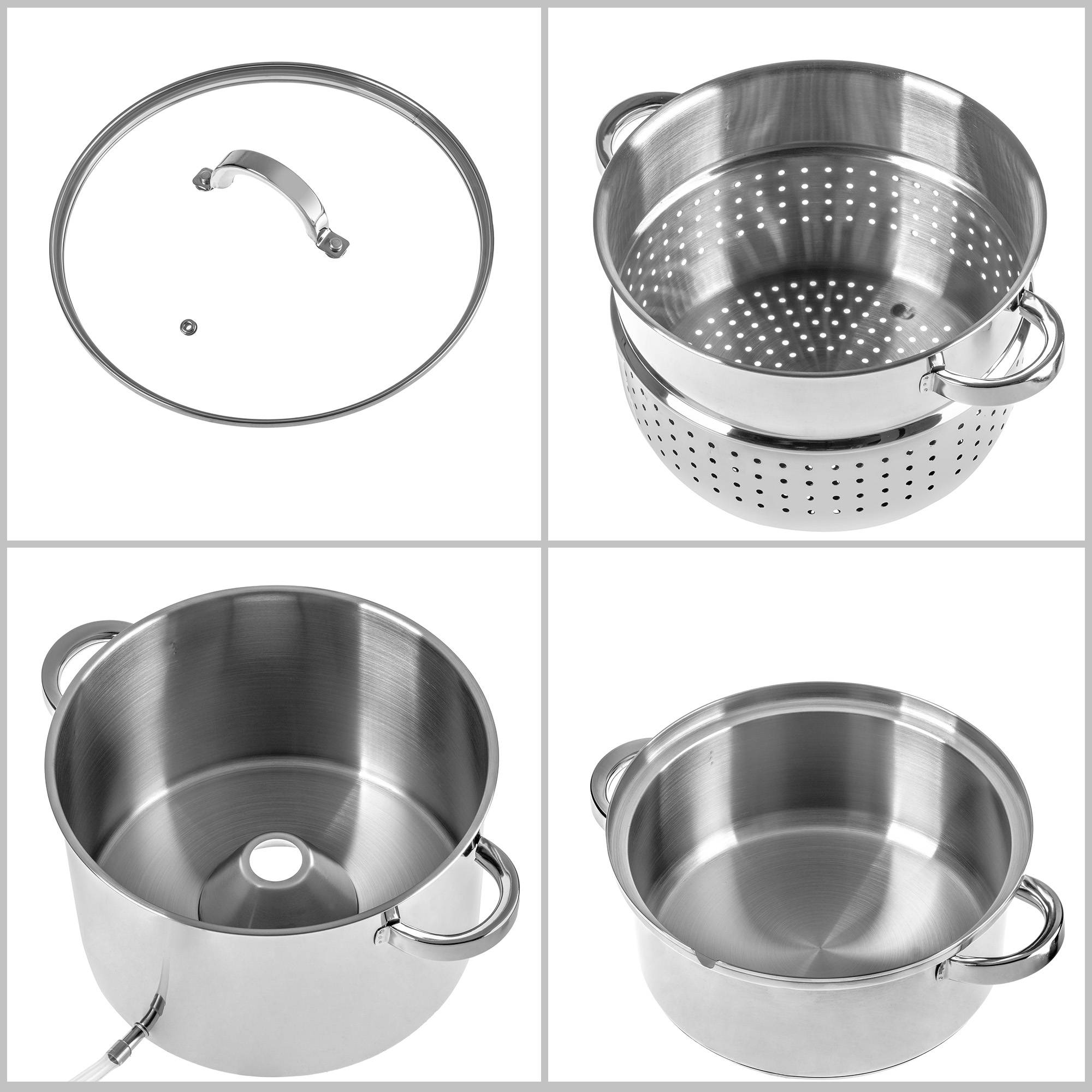 Presse-agrumes Pot 8L Inox Vapeur Pour Induction Gaz Acier 3en1 Grand - Image 10