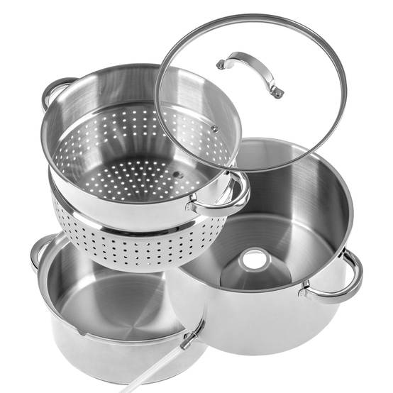 Presse-agrumes Pot 8L Inox Vapeur Pour Induction Gaz Acier 3en1 Grand - Image 7