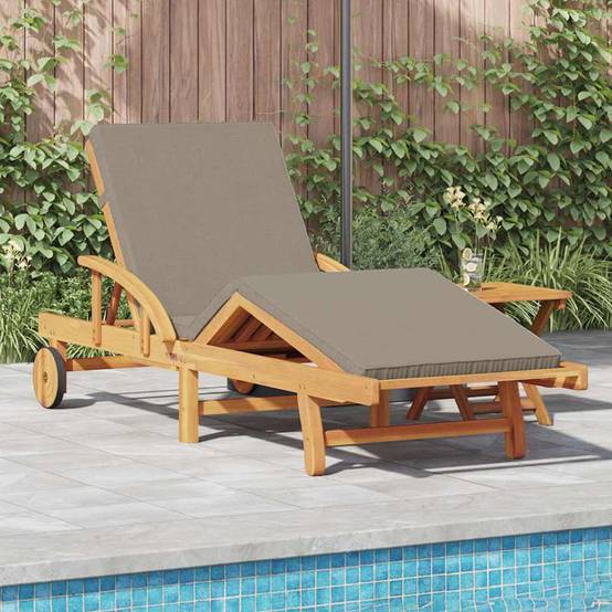 PANGIVO - Transat bois d'acacia massif taupe 200 x 67 x 84 cm - PANGIVO - Image 1