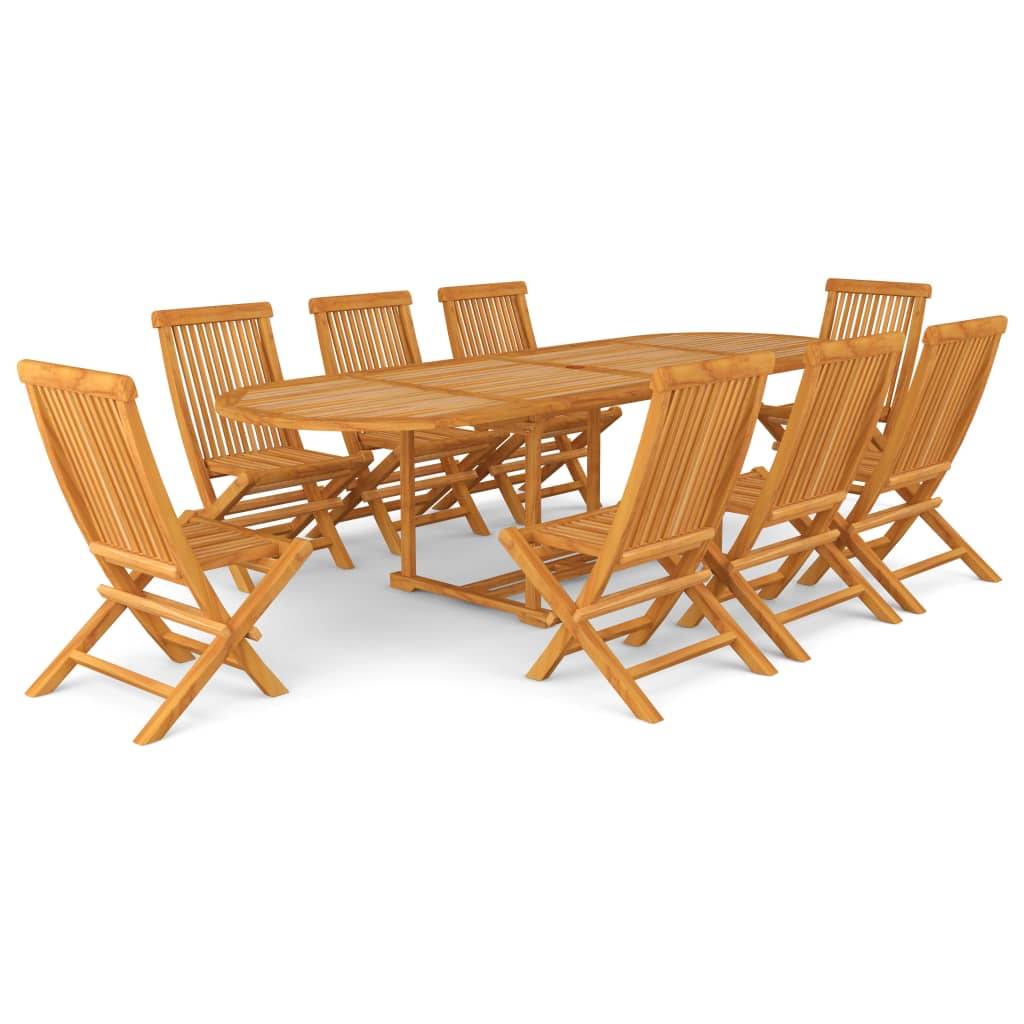 Helloshop26 - Salon de jardin meuble d'extérieur ensemble de mobilier 9 pièces bois de teck massif - Image 1