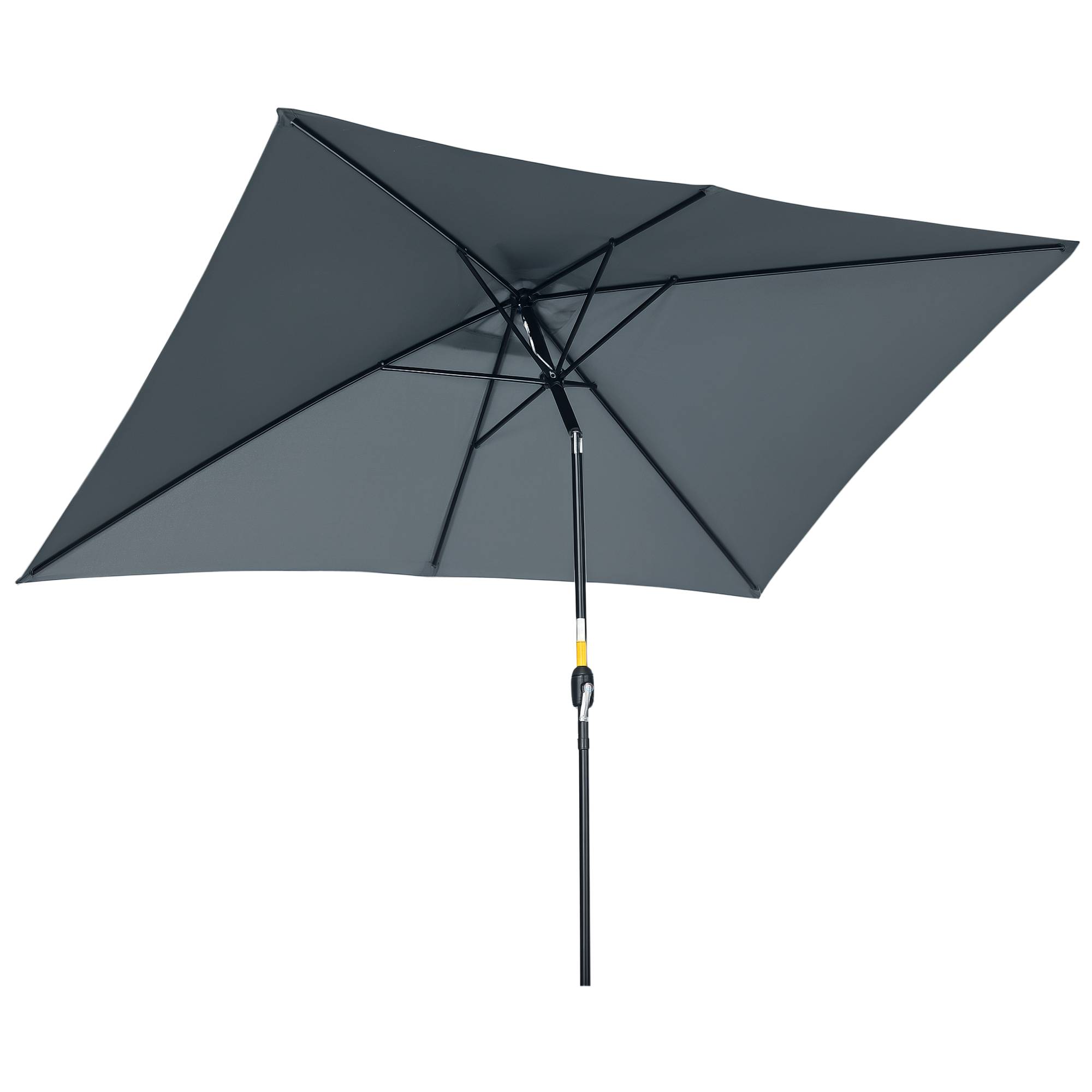 Parasol rectangulaire inclinable aluminium polyester 180g manivelle 294x198cm gris foncé - ComfortXL Outdoor Living - Image 1