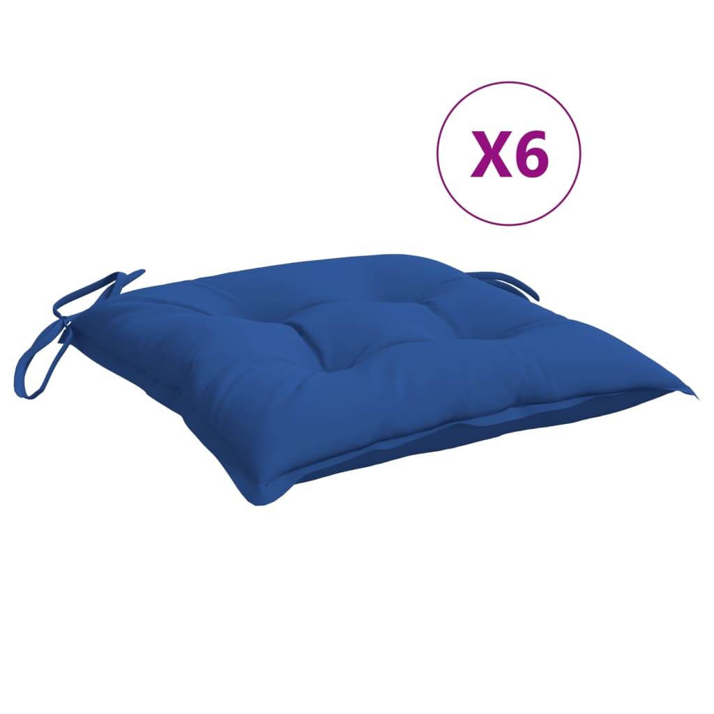 Coussins de chaise lot de 6 tissu oxford bleu 40 x 40 x 7 cm - PANGIVO - Image 2