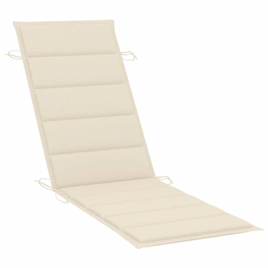 PANGIVO - Chaise longue de jardin bois acacia avec coussin 184 x 55 x 64 cm, Crème - PANGIVO - Image 7