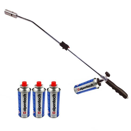 Desherbeur thermique piezo Chalumeau gaz + 4 Recharges Desherbant thermique Brule herbes - Image 2