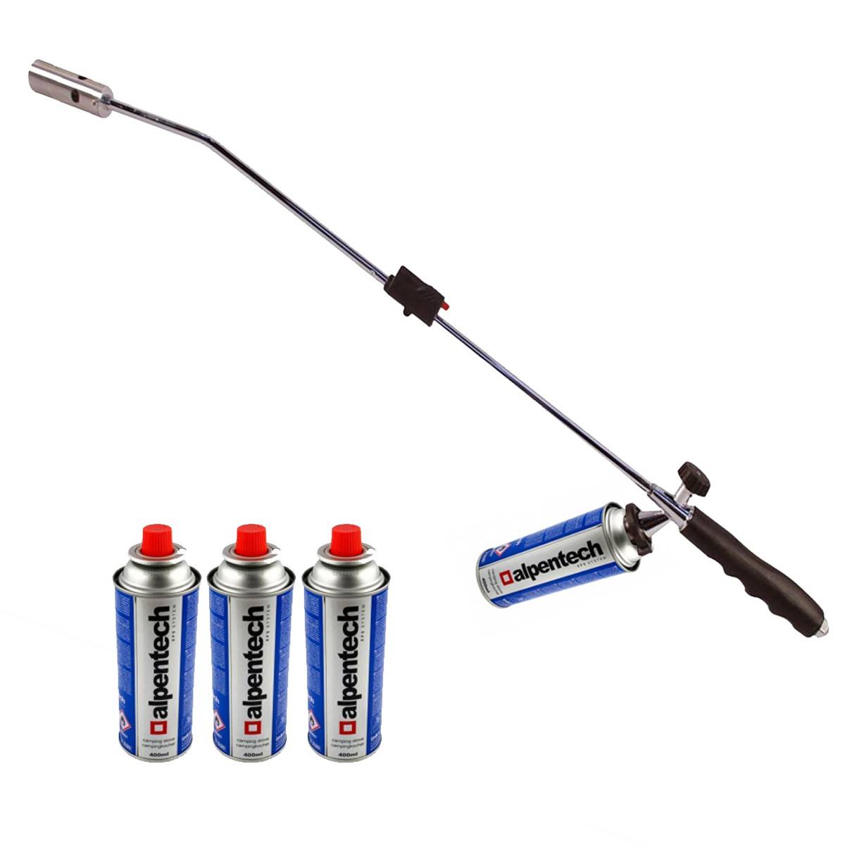 Desherbeur thermique piezo Chalumeau gaz + 4 Recharges Desherbant thermique Brule herbes - Image 2