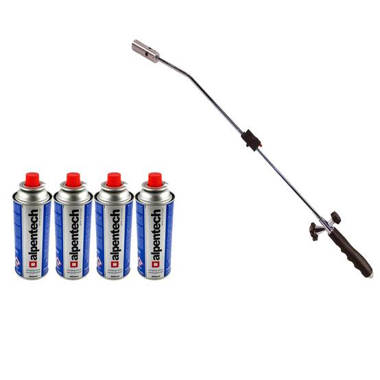 Desherbeur thermique piezo Chalumeau gaz + 4 Recharges Desherbant thermique Brule herbes - Image 1