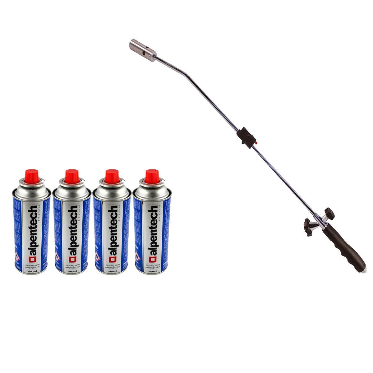Desherbeur thermique piezo Chalumeau gaz + 4 Recharges Desherbant thermique Brule herbes - Image 1