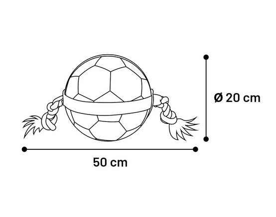 Ballon de football matchball pour chien 20 cm avec corde - Image 4