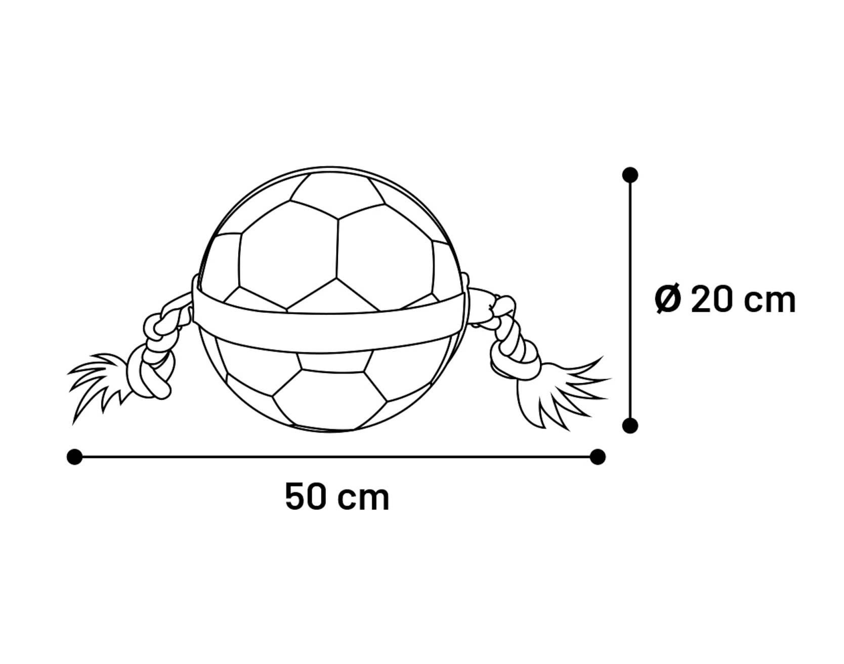 Ballon de football matchball pour chien 20 cm avec corde - Image 4