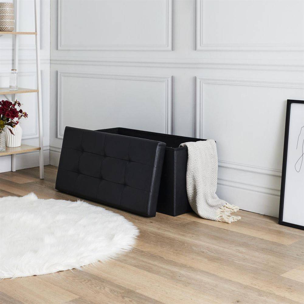 The Home Deco Factory - Banc coffre de rangement en polyuréthane Zoé - Image 3