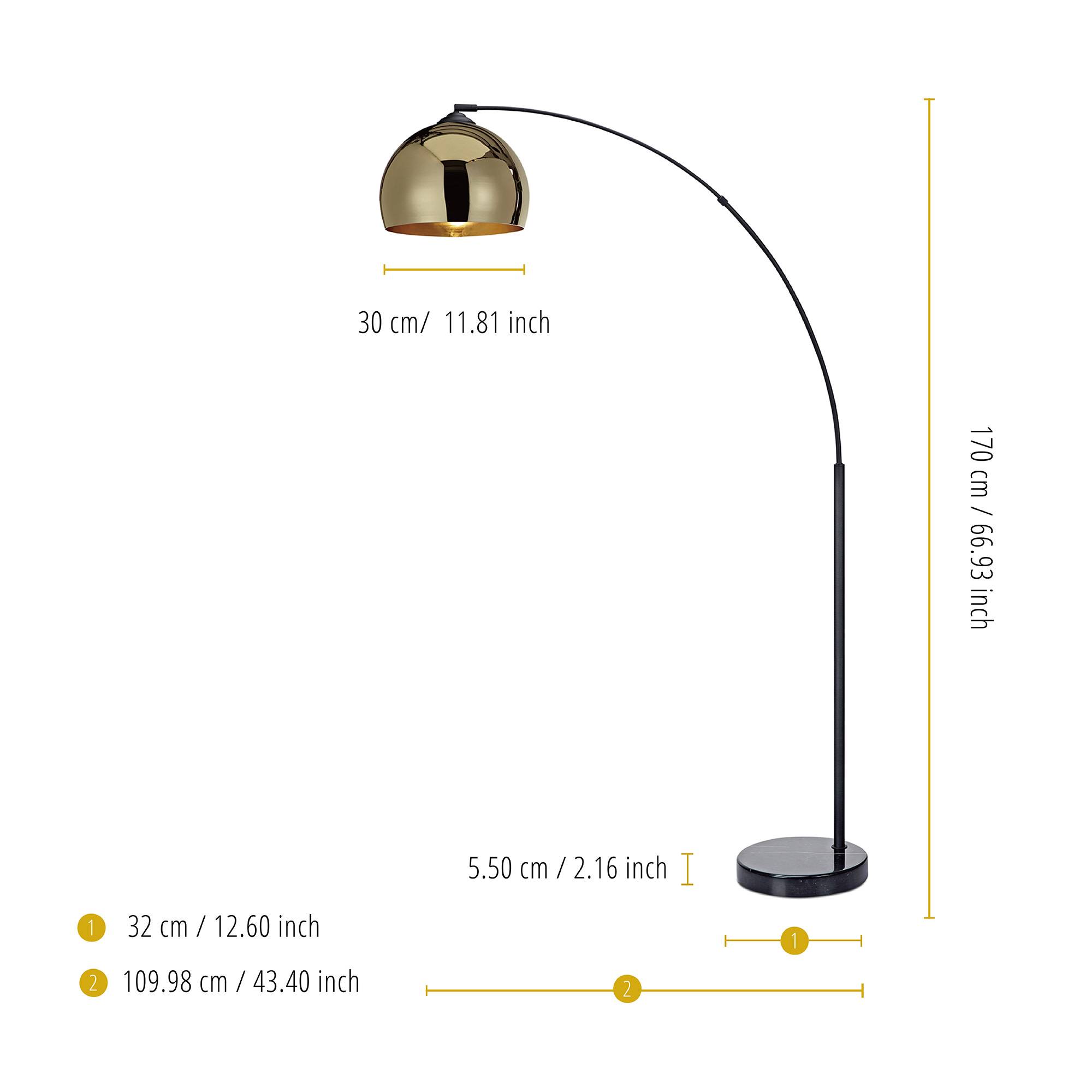 Teamson Home - Lampadaire courbé en métal doré avec abat-jour cloche Teamson Home - Image 3