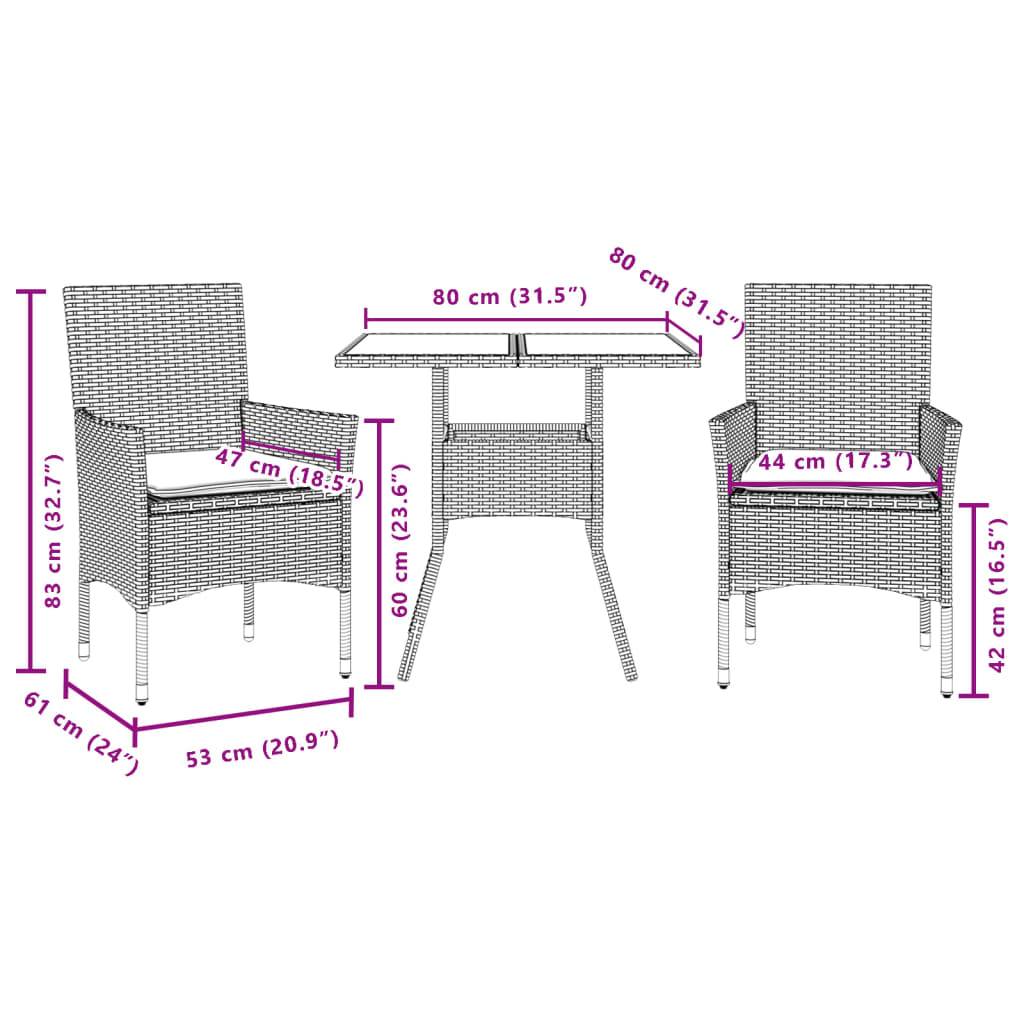 Vidaxl - Ensemble à manger de jardin et coussins 3 pcs-Salons de jardin gris rotin acacia 195040 - Image 7