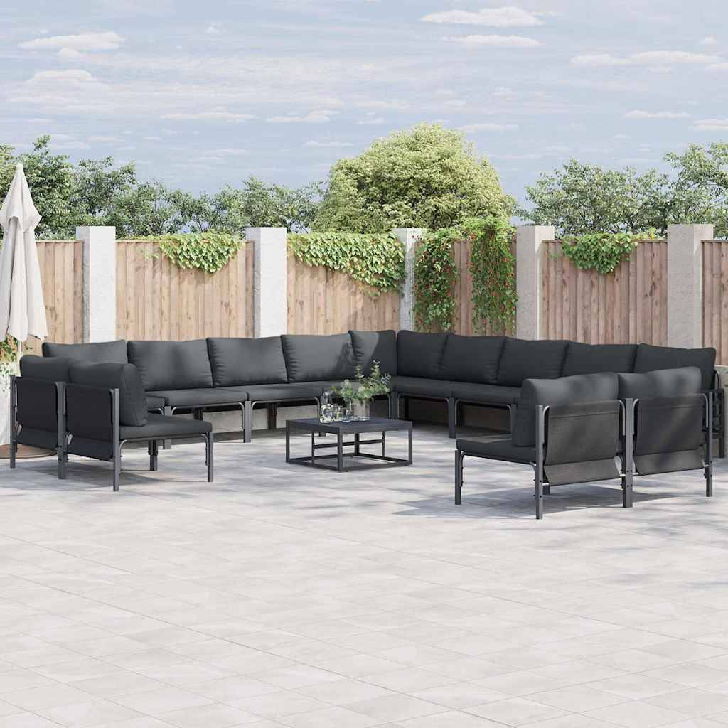 Salon de Jardin XXL Complet Acier 14 Pièces Modulaires Table Incluse Terrasse Gris – ComfortXL Outdoor Living - Image 1