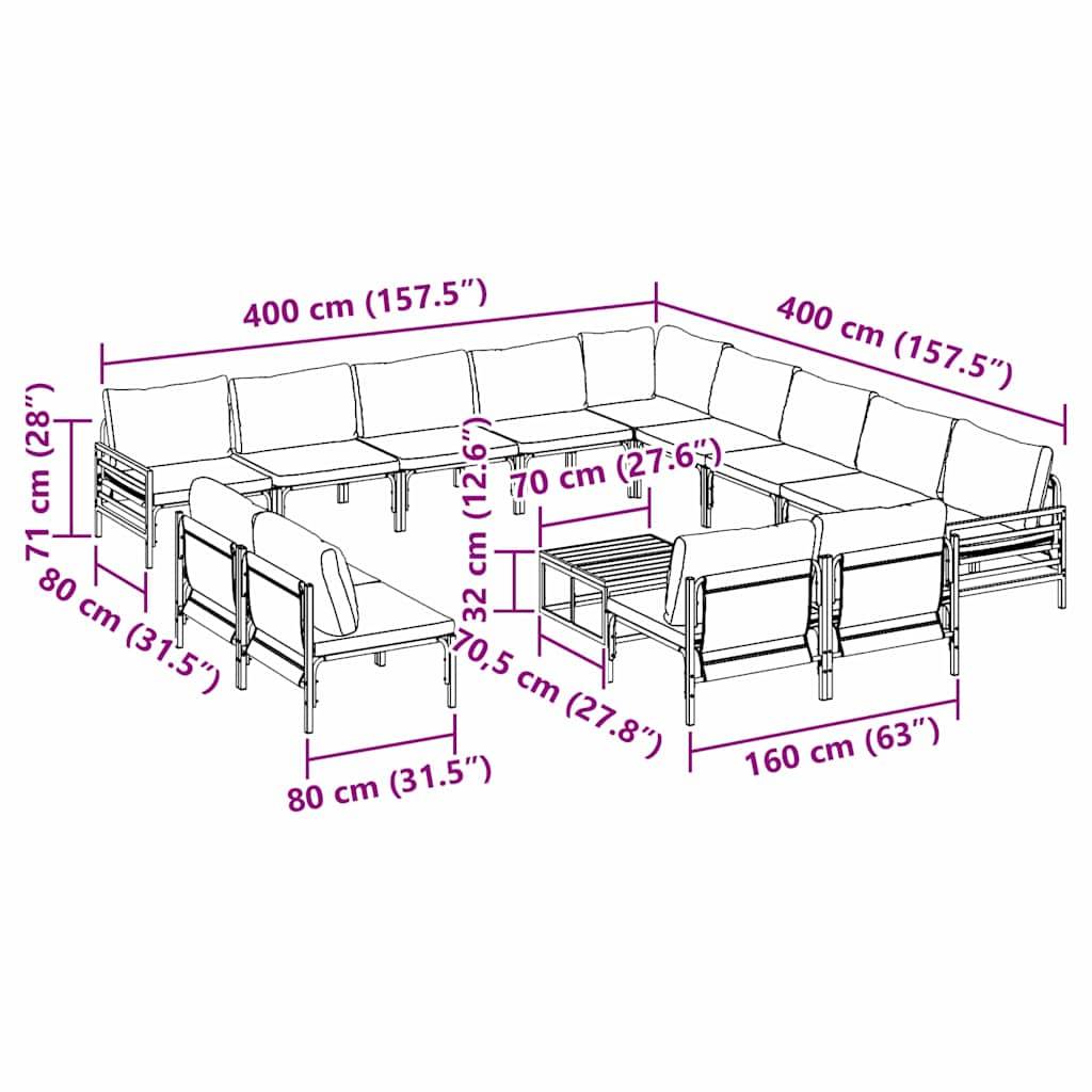 Salon de Jardin XXL Complet Acier 14 Pièces Modulaires Table Incluse Terrasse Gris – ComfortXL Outdoor Living - Image 5
