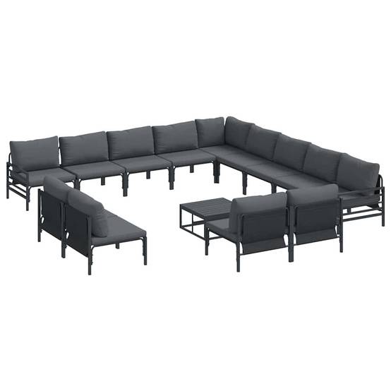 Salon de Jardin XXL Complet Acier 14 Pièces Modulaires Table Incluse Terrasse Gris – ComfortXL Outdoor Living - Image 2