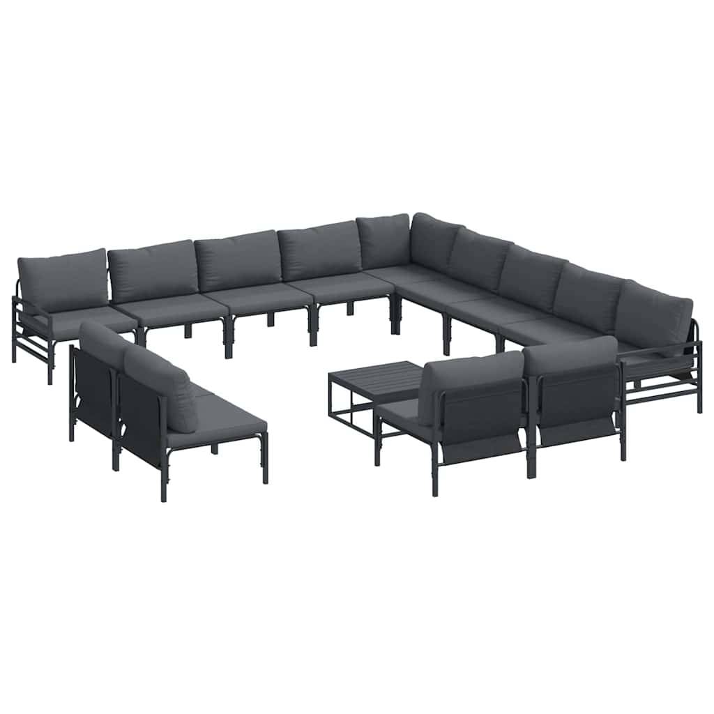 Salon de Jardin XXL Complet Acier 14 Pièces Modulaires Table Incluse Terrasse Gris – ComfortXL Outdoor Living - Image 2