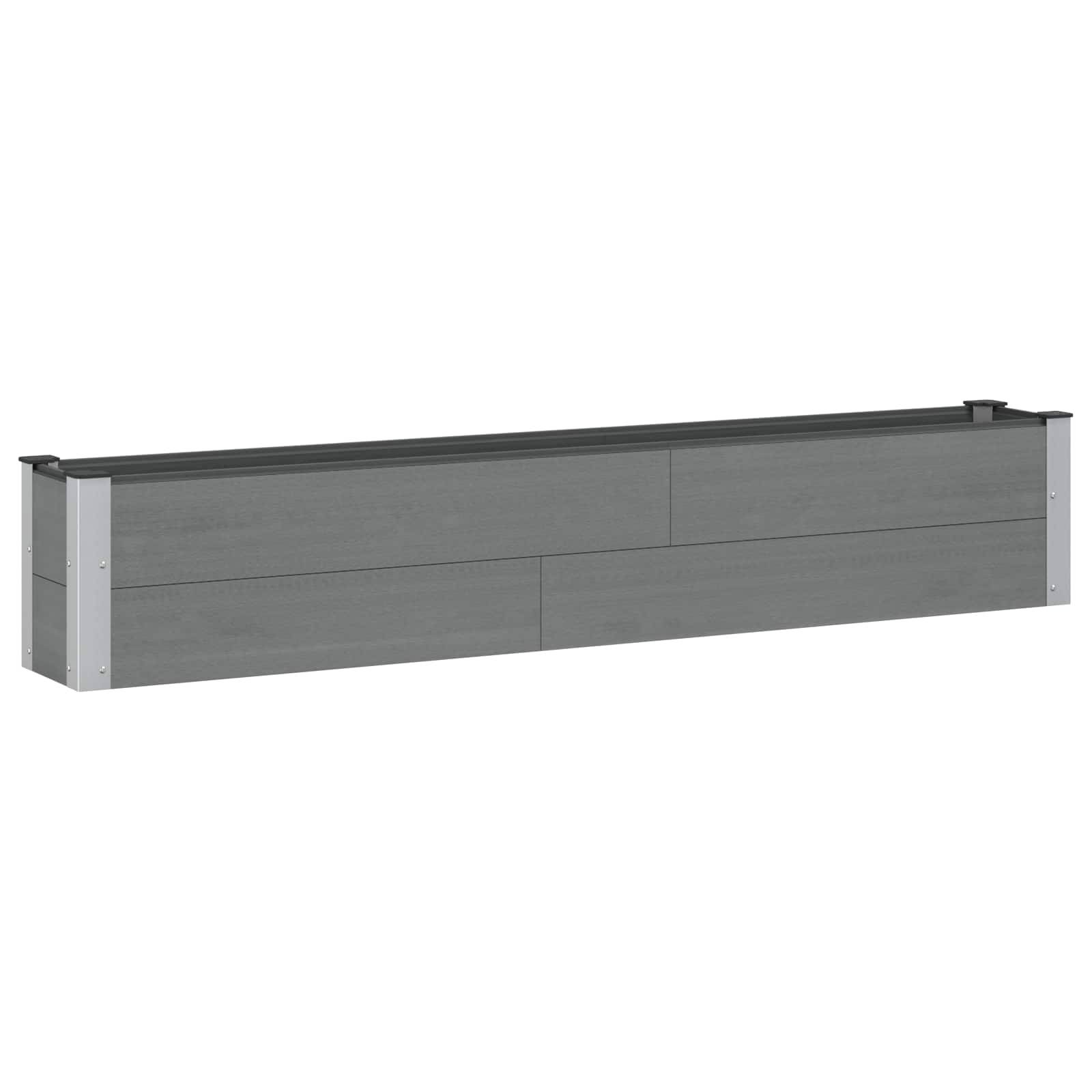 Longue jardinière surélevée WPC aluminium jardin culture 200x36cm gris - ComfortXL Outdoor Living - Image 2