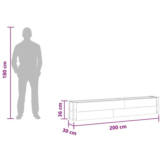 Longue jardinière surélevée WPC aluminium jardin culture 200x36cm gris - ComfortXL Outdoor Living - Image 7