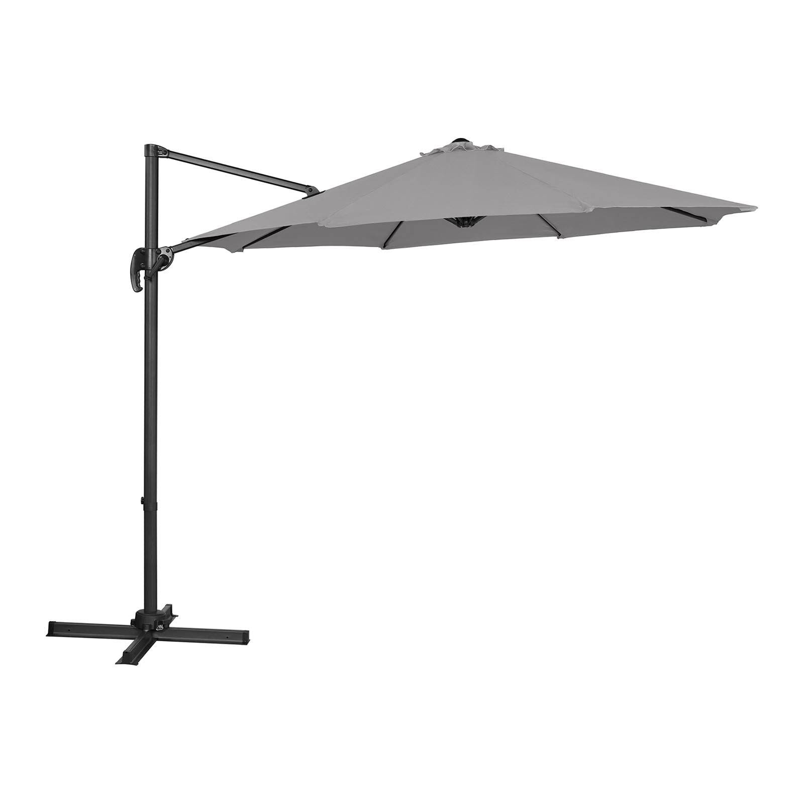 Parasol déporté rond diamètre 300 cm inclinable et pivotant gris foncé - Image 1
