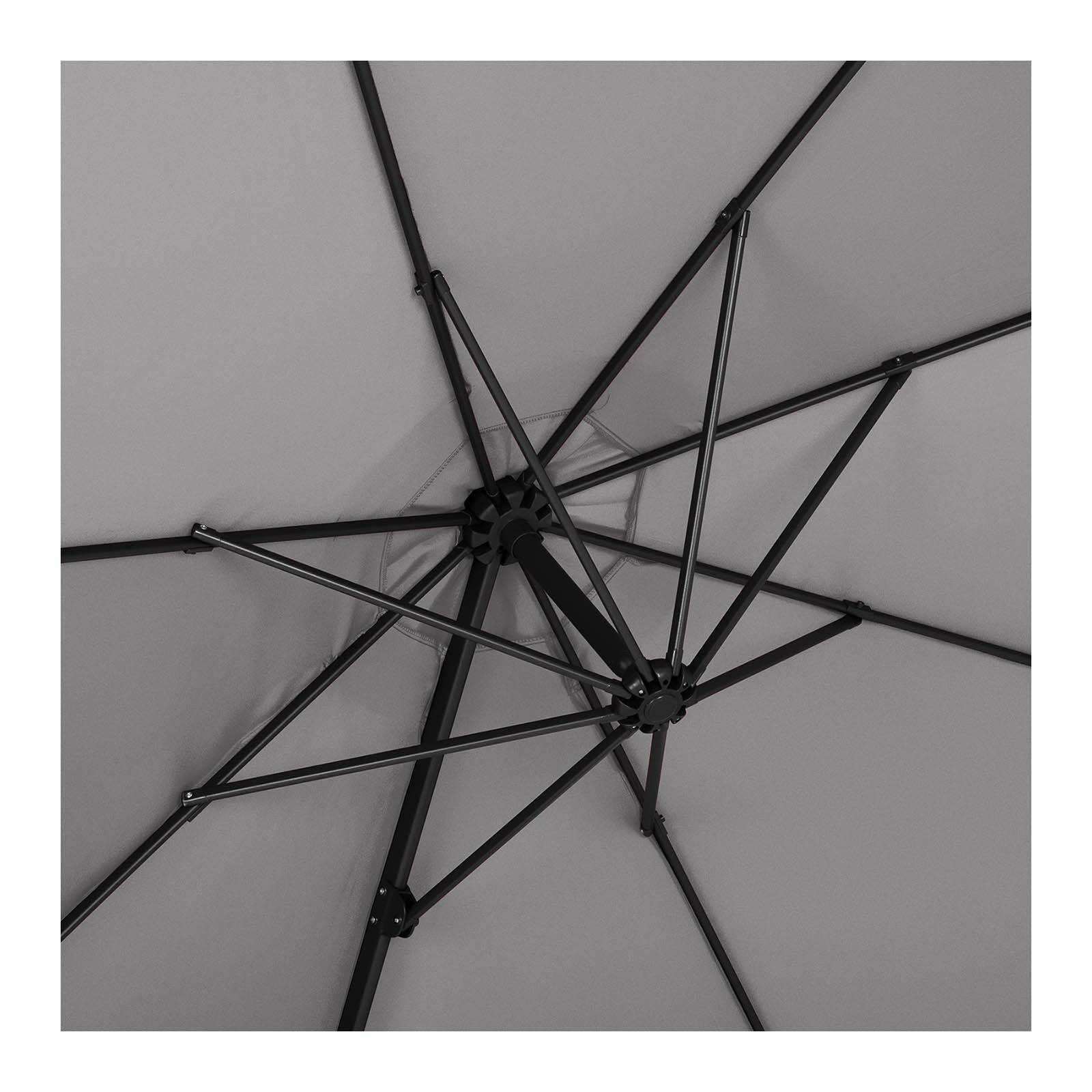Parasol déporté rond diamètre 300 cm inclinable et pivotant gris foncé - Image 4